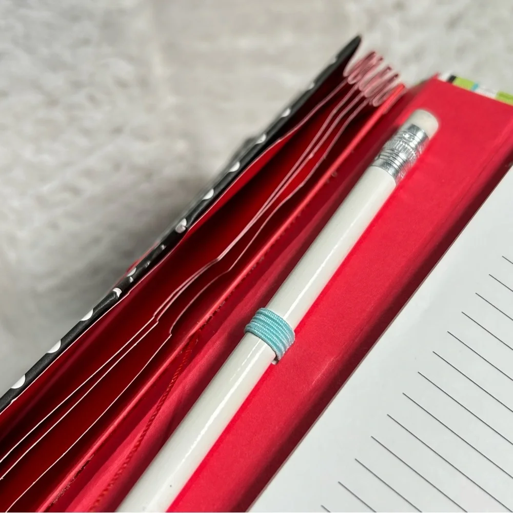 Pepper Pot Perfect Planner Notepad Pockets Pencil Floral Stripes Design Red NEW